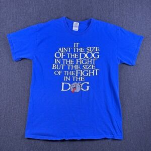 Gildan Mens Blue Spell Out Graphic Heavy Cotton Soft‎ Comfy T-Shirt Size Large